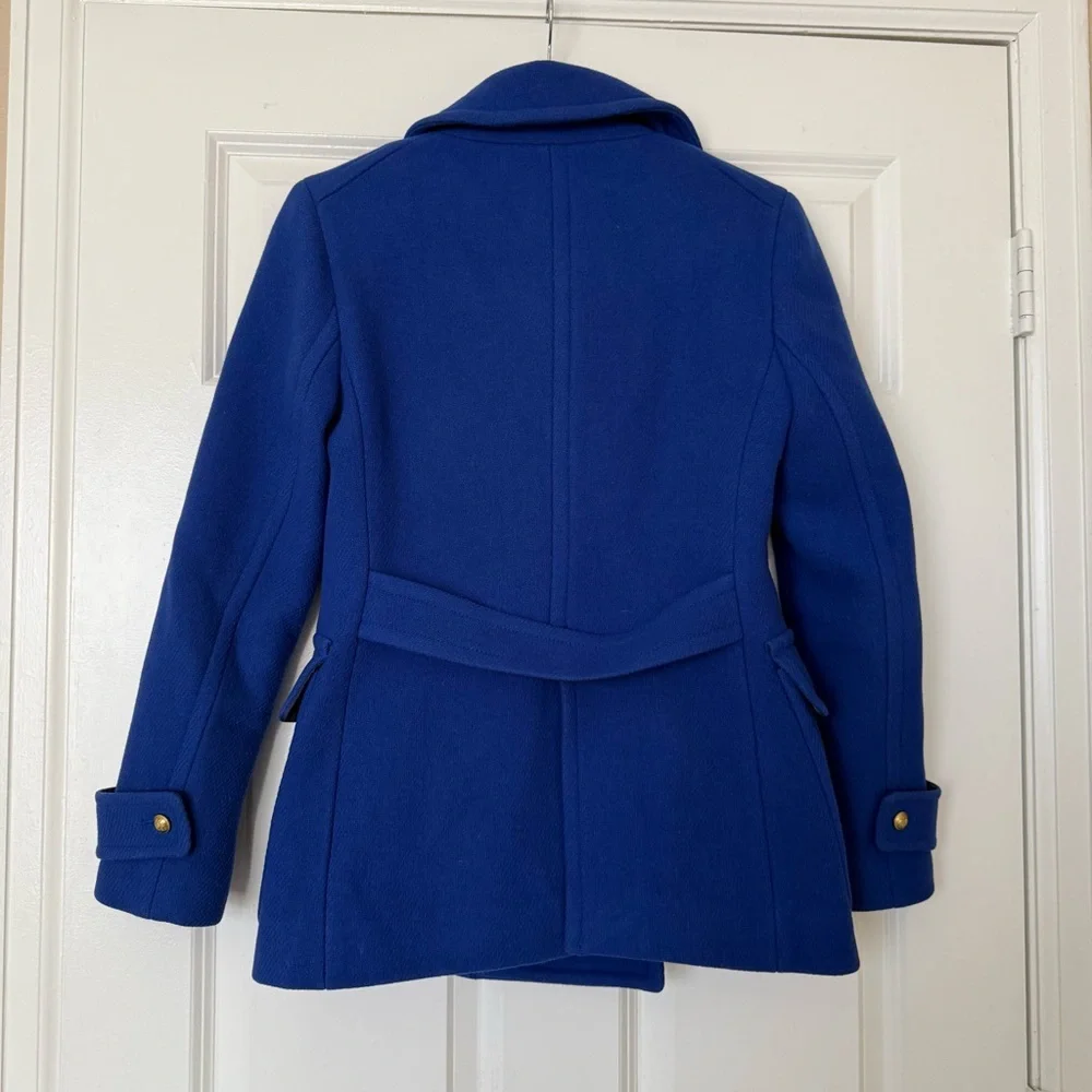 J. Crew Stadium Cloth by Nello Gori Royal Blue Wool Double Breasted Coat Size 2 - Picture 4 of 16